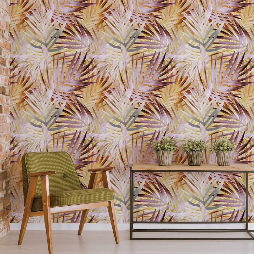 Papier Peint Intissé Pour La Chambre FEUILLES Exotiques Plantes Tropicales