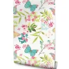 Papier Peint Intissé Pour La Chambre PAPILLONS Colorés Feuilles Fleurs