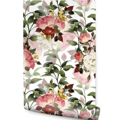 Papier Peint Intissé Pour Salon FLEURS Colorées Feuilles Nature
