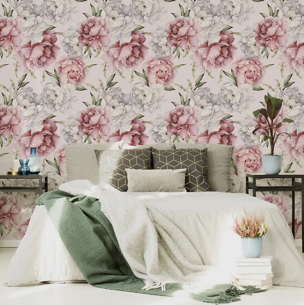 Papier Peint Intissé Pour Salon PIVOINES Nature Fleurs