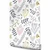 Papier Peint Intissé Pour La Chambre FEUILLES Fleurs Cœurs