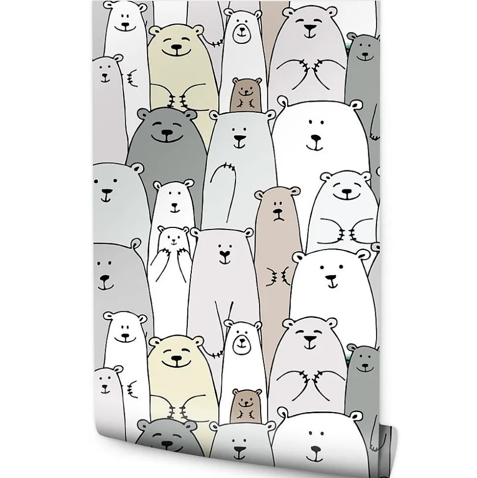 Papier Peint Intissé Pour Chambre D'Enfant OURS Polaires De Conte Fées Colorés