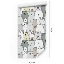 Papier Peint Intissé Pour Chambre D'Enfant OURS Polaires De Conte Fées Colorés