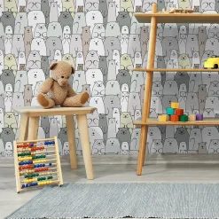 Papier Peint Intissé Pour Chambre D'Enfant OURS Polaires De Conte Fées Colorés