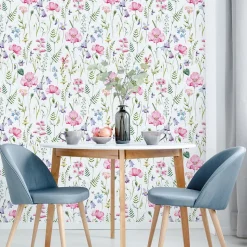 Papier Peint Intissé Pour Salon FLEURS Coquelicots Feuilles Nature