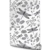 Papier Peint Intissé Pour Salon LIBELLULE Fleurs Nature Noir Blanc