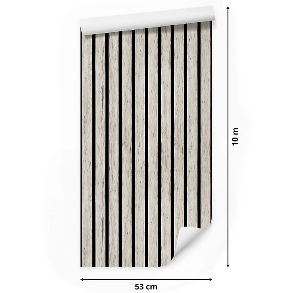 Papier Peint Intissé Pour Salon PLANCHES Lamelle Bois Imitation 3D