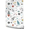 Papier Peint Intissé Pour Chambre D'Enfant ESPACE Fusées Galaxie