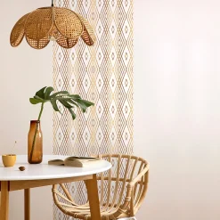 Papier peint intissé pré-encollé - SCANDINAVE ART DÉCO LOSANGES BLANC ET DORÉ - 1 rouleau de 300x60cm