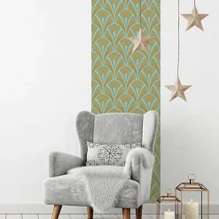 Papier peint intissé pré-encollé - SCANDINAVE ART DÉCO AQUAMARINE - 1 rouleau de 300x60cm