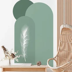 Papier peint intissé pré-encollé fresques géantes - ARCHES ET PLUME DE LA JUNGLE - 100x60cm