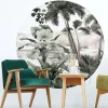 Papier peint intissé pré-encollé fresques géantes - FRESQUE JUNGLE TROPICALE VINTAGE - 60x60cm