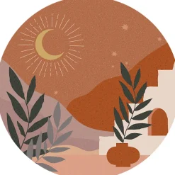 Papier peint intissé pré-encollé fresques géantes - NUIT DÉSERTIQUE ABSTRAITE RONDE - 90x90cm