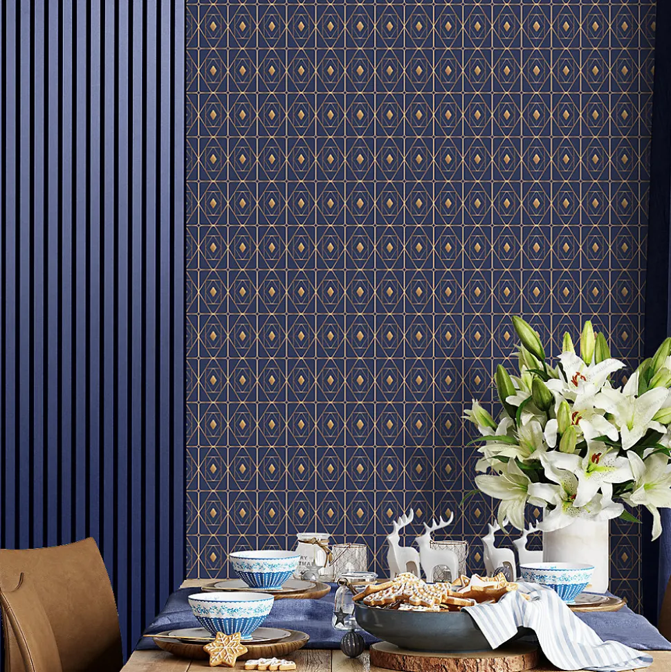 Papier peint intissé pré-encollé - SCANDINAVE SAPPHIRE - 1 rouleau de 300x60cm