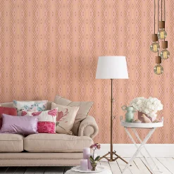 Papier peint intissé pré-encollé - SCANDINAVE ART DÉCO ROSÉ - 1 rouleau de 300x60cm