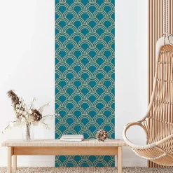 Papier peint intissé pré-encollé - SCANDINAVE ART DÉCO BLEU CANARD ARCHES - 1 rouleau de 300x60cm