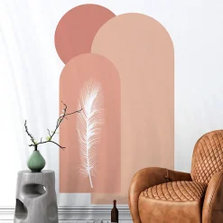 Papier peint intissé pré-encollé fresques géantes - ARCHES ET PLUME ROSE - 150x90cm