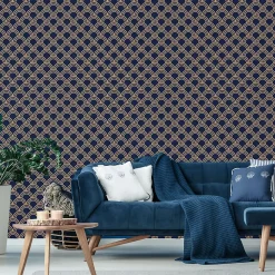 Papier peint intissé pré-encollé - SCANDINAVE ART DÉCO BLEU FONCÉ ARCHES - 1 rouleau de 300x60cm