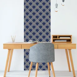 Papier peint intissé pré-encollé - SCANDINAVE ART DÉCO BLEU FONCÉ ARCHES - 1 rouleau de 300x60cm