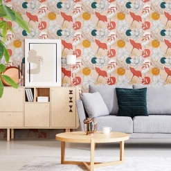 Papier peint intissé pré-encollé - ABSTRAIT FLEURS MULTICOLOR - 1 rouleau de 300x60cm