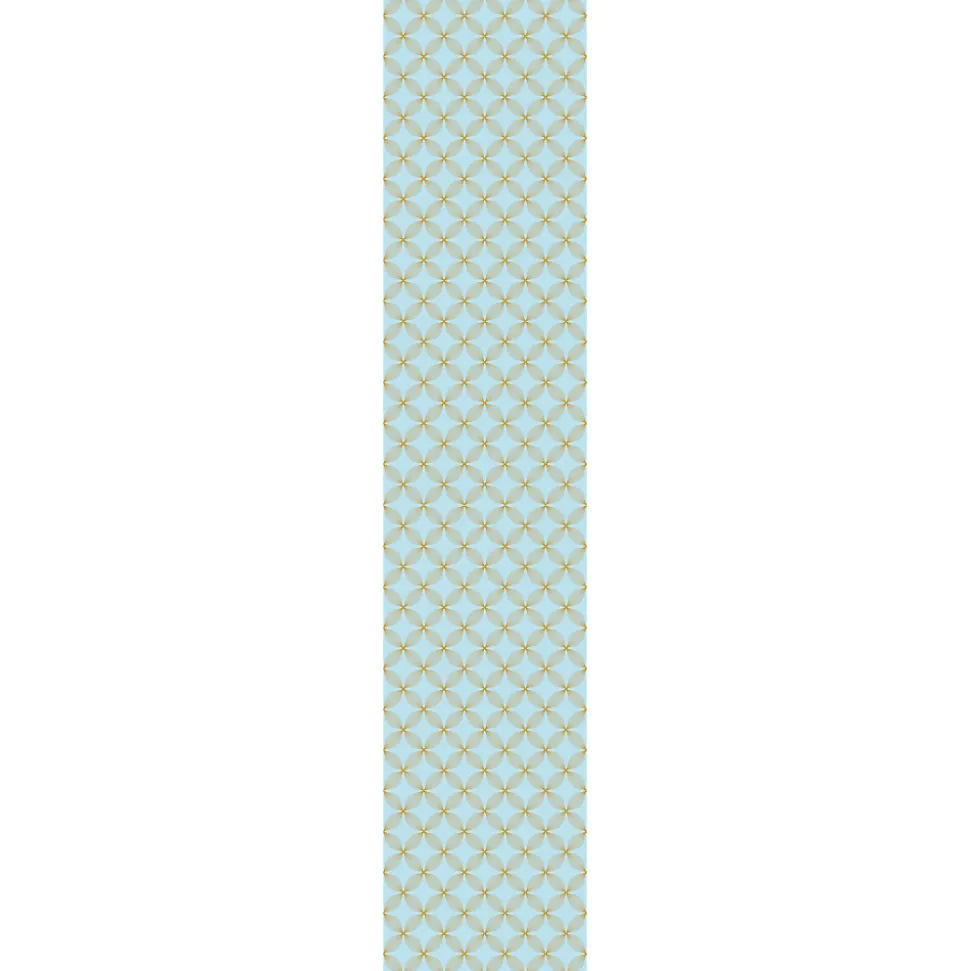 Papier peint intissé pré-encollé - RÉTRO ORNEMENTS AQUAMARINE ET JAUNE - 1 rouleau de 300x60cm