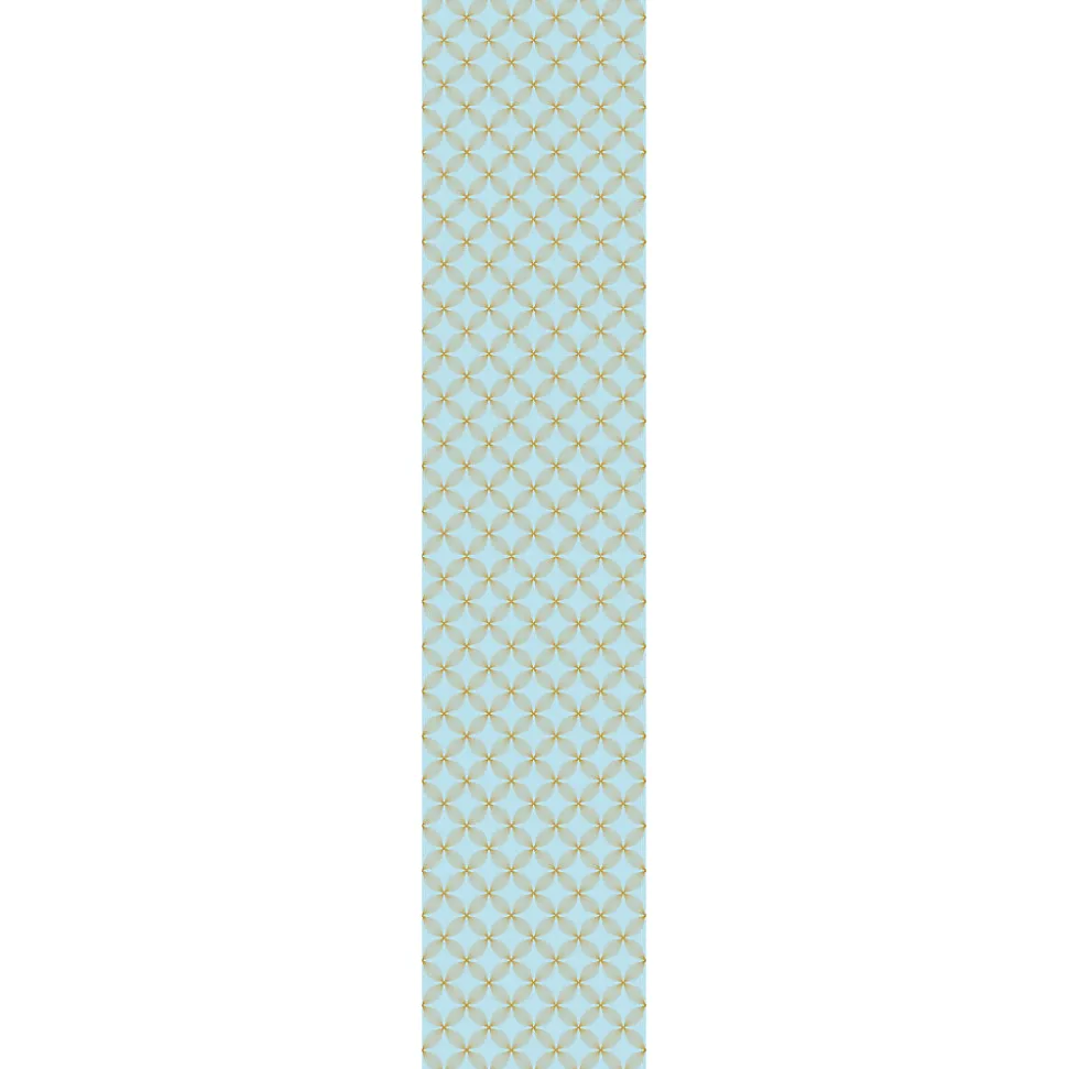 Papier peint intissé pré-encollé - RÉTRO ORNEMENTS AQUAMARINE ET JAUNE - 1 rouleau de 300x60cm