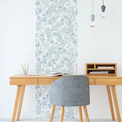 Papier peint intissé pré-encollé - FLEURS DE JASMIN BLEU - 1 rouleau de 300x60cm