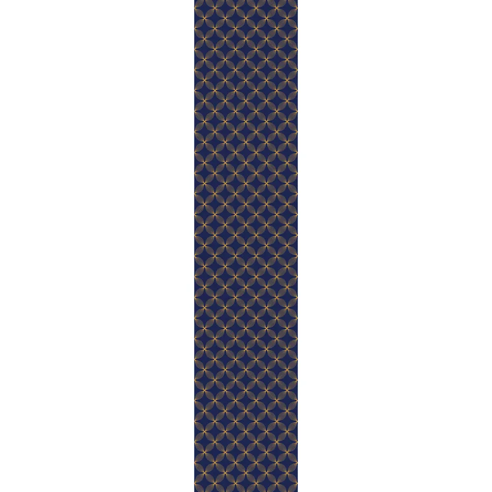 Papier peint intissé pré-encollé - RÉTRO ORNEMENTS BLEU MARINE ET JAUNE - 1 rouleau de 300x60cm
