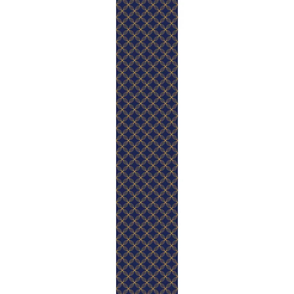 Papier peint intissé pré-encollé - RÉTRO ORNEMENTS BLEU MARINE ET JAUNE - 1 rouleau de 300x60cm