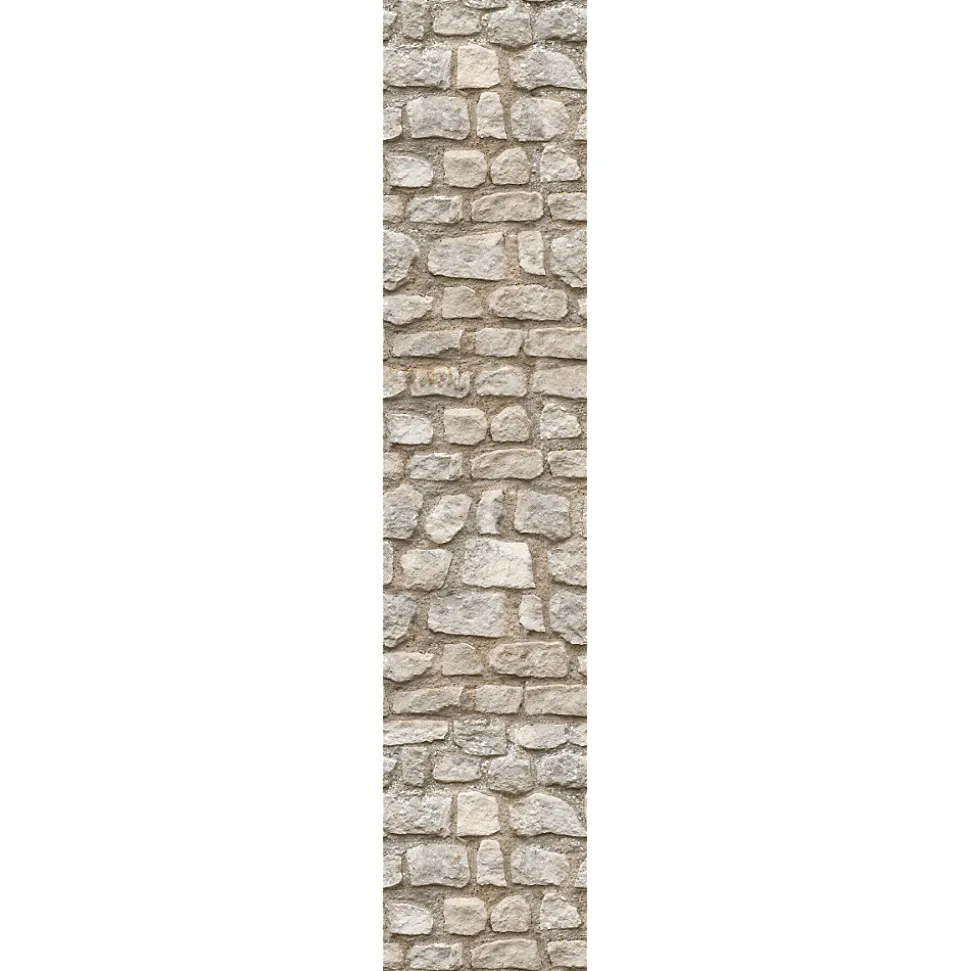 Papier peint intissé pré-encollé - MUR DE PIERRE GRISE - 1 rouleau de 300x60cm