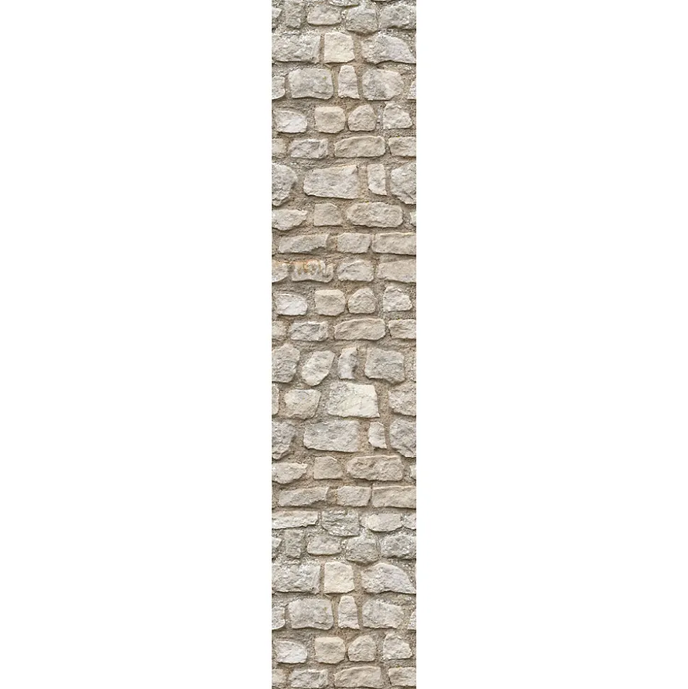 Papier peint intissé pré-encollé - MUR DE PIERRE GRISE - 1 rouleau de 300x60cm