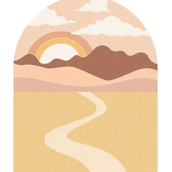 Papier peint intissé pré-encollé fresques géantes - SOLEIL LEVANT CALIFORNIEN AVEC DÉSERT ET NUAGES SOUS ARCHE - 150x120cm