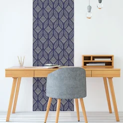 Papier peint intissé pré-encollé - FORMES GÉOMÉTRIQUE CHIC BLEU FONCÉ - 1 rouleau de 300x60cm