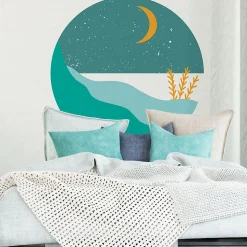 Papier peint intissé pré-encollé fresques géantes - ROND BORD DE MER TURQUOISE - 90x90cm
