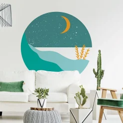 Papier peint intissé pré-encollé fresques géantes - ROND BORD DE MER TURQUOISE - 90x90cm