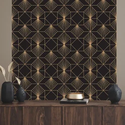 Papier peint intissé pré-encollé - MOTIF ART DÉCO GÉOMÉTRIQUE - 1 rouleau de 300x60cm