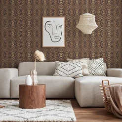 Papier peint intissé pré-encollé - SCANDINAVE ART DÉCO LOSANGES CHOCOLAT - 1 rouleau de 300x60cm