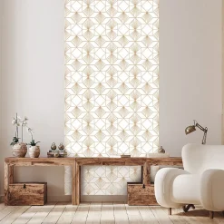 Papier peint intissé pré-encollé - MOTIF ART DÉCO GÉOMÉTRIQUE BLANC - 1 rouleau de 300x60cm