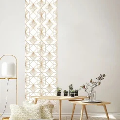 Papier peint intissé pré-encollé - MOTIF ART DÉCO GÉOMÉTRIQUE BLANC - 1 rouleau de 300x60cm