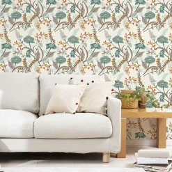 Papier peint intissé pré-encollé - VINTAGE FLEURS BLEUES - 1 rouleau de 300x60cm