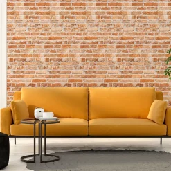Papier peint intissé pré-encollé - BRIQUES ORANGES - 1 rouleau de 300x60cm