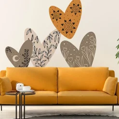 Papier peint intissé pré-encollé fresques géantes - CŒURS ETHNIQUE - 90x90cm