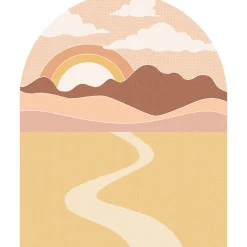 Papier peint intissé pré-encollé fresques géantes - SOLEIL LEVANT CALIFORNIEN AVEC DÉSERT ET NUAGES SOUS ARCHE - 112x90cm