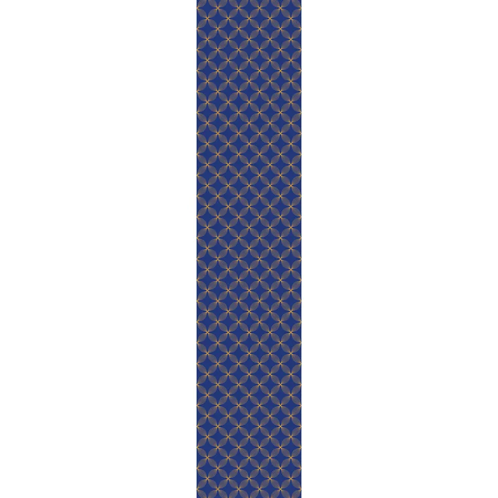 Papier peint intissé pré-encollé - RÉTRO ORNEMENTS BLEU ET JAUNE - 1 rouleau de 300x60cm