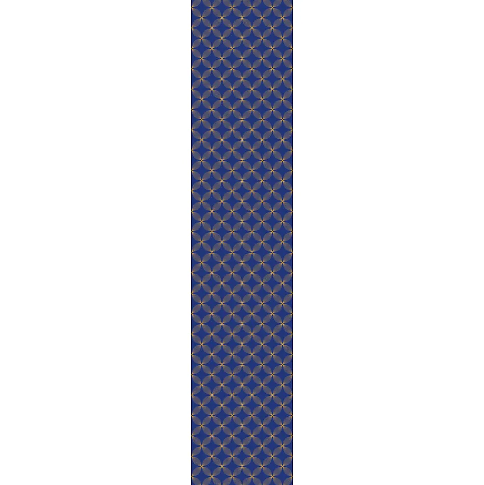 Papier peint intissé pré-encollé - RÉTRO ORNEMENTS BLEU ET JAUNE - 1 rouleau de 300x60cm