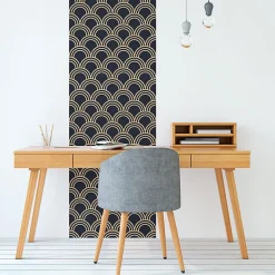 Papier peint intissé pré-encollé - SCANDINAVE ART DÉCO BLEU NUIT ARCHES - 1 rouleau de 300x60cm