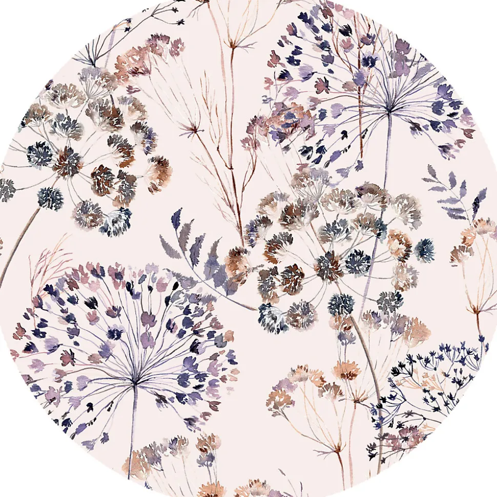 Papier peint intissé pré-encollé fresques géantes - FRESQUE FLEURS CHAMPÊTRE VINTAGE AQUARELLE CLAIRE - 120x120cm