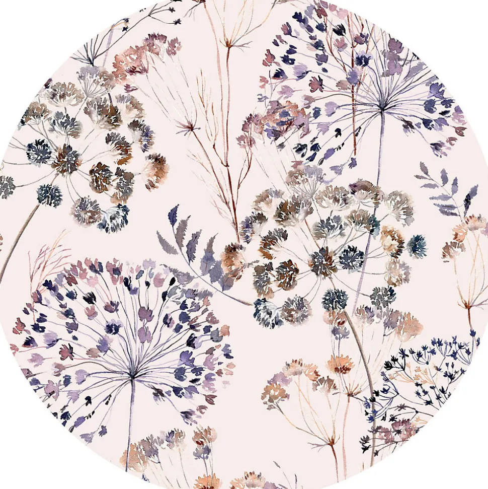 Papier peint intissé pré-encollé fresques géantes - FRESQUE FLEURS CHAMPÊTRE VINTAGE AQUARELLE CLAIRE - 120x120cm