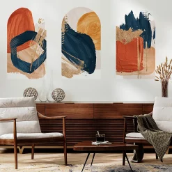Papier peint intissé pré-encollé fresques géantes - ARCHES ABSTRAITS ROUGES ET BLEUS - 60x90cm