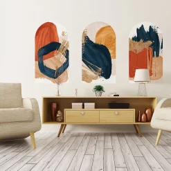 Papier peint intissé pré-encollé fresques géantes - ARCHES ABSTRAITS ROUGES ET BLEUS - 60x90cm